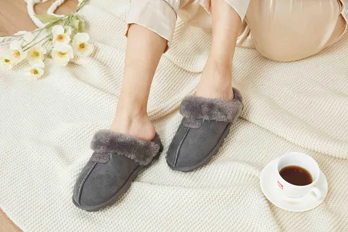 Miniatura 5 de CLPP'LI Pantuflas cómodas de gamuza esponjosa para mujer, de piel sintética, cálidas, para invierno
