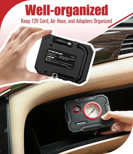 Miniatura 2 de AVID POWER Inflador de neumáticos de 12 V, compresor de aire portátil para automóvil con indicador de pantalla y luz LED, bomba de aire