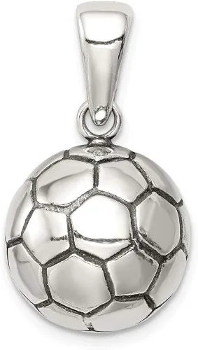 Colgante de plata de ley 925 maciza para hombre, estilo vintage de bola de fútbol, 0.787 in x 0.591 in
