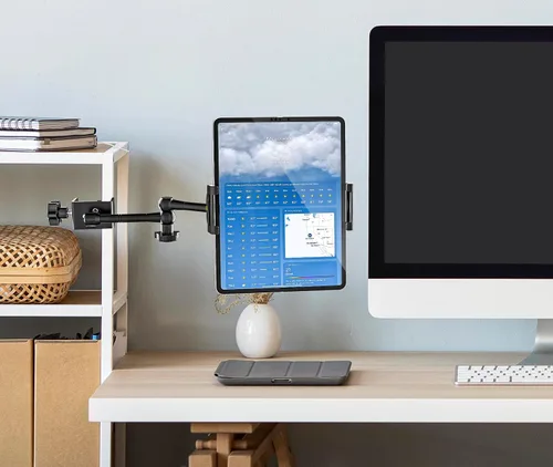 Miniatura 5 de Soporte para tableta de cocina de escritorio, cajas de costura, brazo de metal ajustable, soporte de montaje para tableta para iPad Pro 12.9 Air