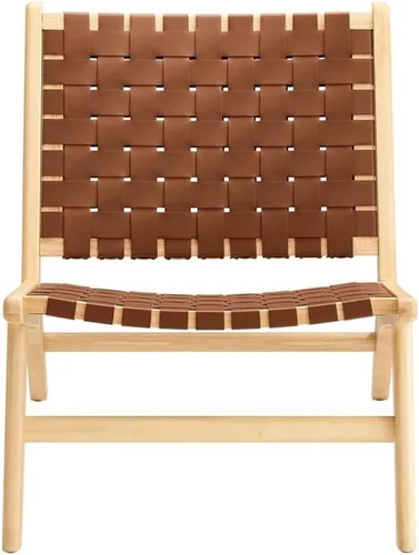 Miniatura 4 de Modway Saoirse - Sillón decorativo de madera de piel sintética en color marrón natural
