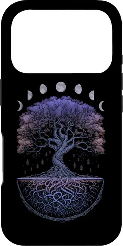Miniatura 29 de Funda para iPhone 11 Pro Max Yggdrasil nórdico árbol de la vida vikinga fases de la luna