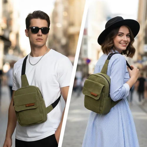 Miniatura 7 de TULLIO Bolsa para Cámara Pequeña, Bolsa Cruzada para Cámara Tipo Cartera Impermeable de Lona para Hombro Estuche Fotográfico Bolsa Bandolera