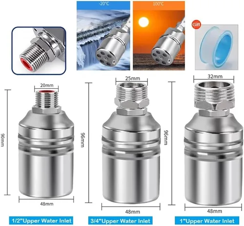 Miniatura 2 de Float Valve, 1pcs 304 Stainless Steel Floating Ball Valve Automatic Water Level Control 1/2" 3/4" 1" Tank Tower Shutoff(0.5 Inch)