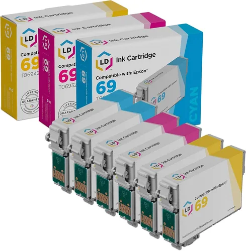 LD Productos Cartucho de tinta remanufacturado Reemplazo para Epson 69 (2 cian, 2 magenta, 2 amarillos, 6 unidades) para uso en impresoras Stylus y