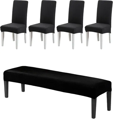 Miniatura 14 de CRFATOP 4 Piezas de Fundas Elásticas para Silla de Comedor con Funda para Banco Fundas Impresas para Silla de Comedor Fundas para Cojín de Asiento