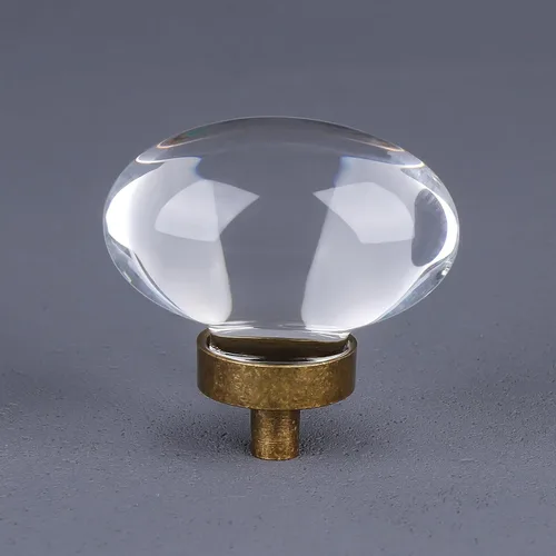 Miniatura 11 de Paquete de 4 pomos y tiradores de cristal para gabinetes, pomos ovalados de cristal para cajones de tocador, pomos de gabinete de cocina negro mate