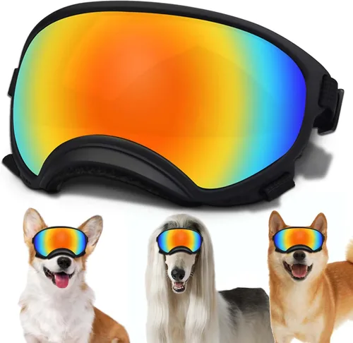 Miniatura 36 de Gafas de sol grandes para perros con correa ajustable, protección UV, a prueba de victorias, adecuadas para perros medianos y medianos