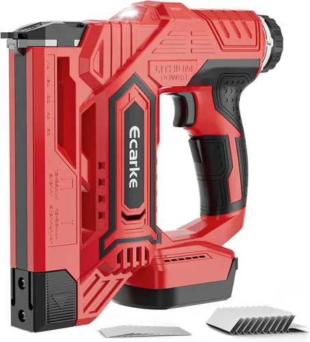 Miniatura 13 de Ecarke Clavadora inalámbrica 2 en 1 compatible con batería DeWalt de 20 V, pistola de clavos de calibre 18 de 5/8 a 1-1/4 pulgadas con 2000 nials