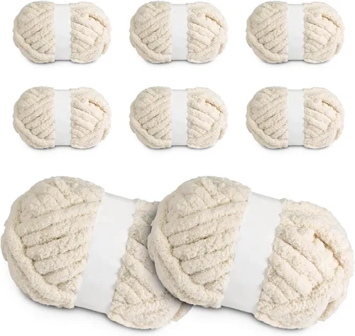 Miniatura 29 de Ultra Suave 1kg (2.2 LBS) Hilo Grueso para Tejer a Mano, Hilo de Tubo de Tela de Terciopelo Luxuoso para Hacer Bolsos, Almohadas, Mantas, Azul Ártico