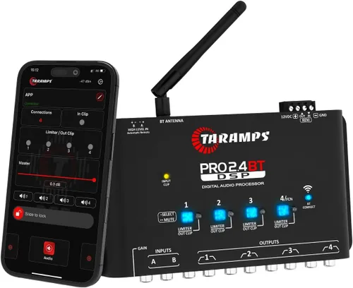 Miniatura 5 de Taramps Pro 2.4 BT Bluetooth DSP Crossover Full, procesador de señal digital, ecualizador de audio para automóvil con aplicación, ganancia de hasta