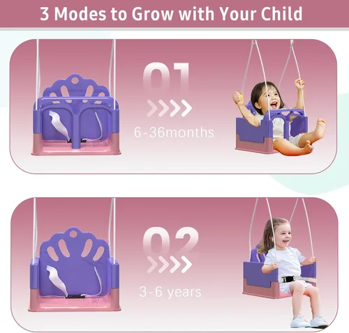 Miniatura 3 de Conjunto de columpio plegable para niños pequeños, conjunto de columpio para bebé para interiores y exteriores para el patio trasero, diseño seguro