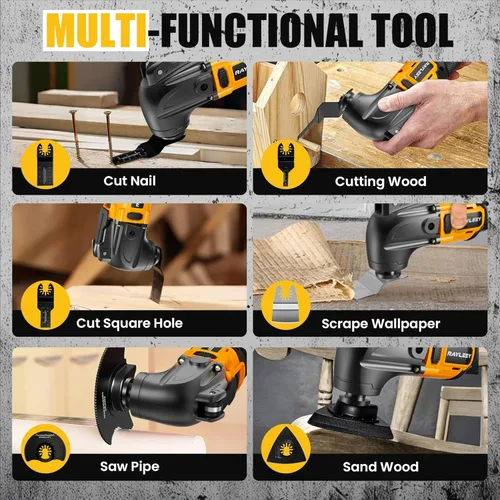 Miniatura 6 de Kit de múltiples herramientas oscilantes compatible con batería DEWALT de 20 V, herramientas oscilantes inalámbricas con motor sin escobillas, 6