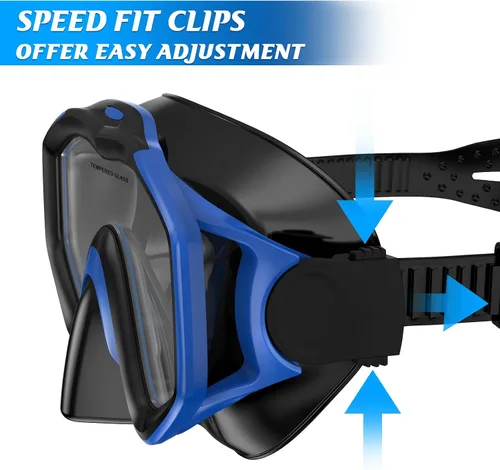 Miniatura 5 de Snorkeling Gear for Adults, Dry Top Snorkel Mask Set 2 Pack Scuba Diving Mask Snorkel Gear Anti Fog Snorkeling Packages Tempered Glass Panoramic