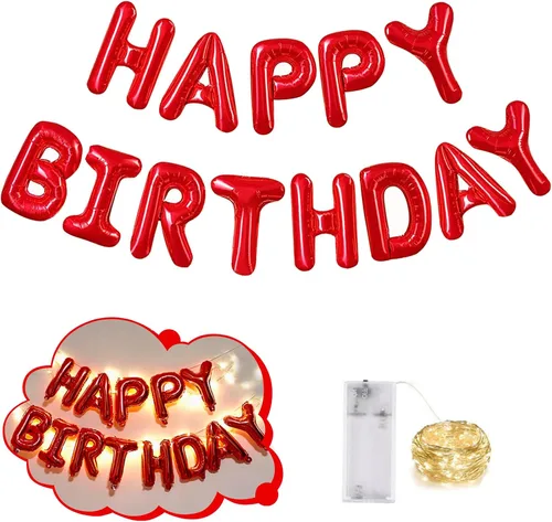 Miniatura 38 de CANREVEL Cartel de feliz cumpleaños, 13 letras de papel de aluminio de Mylar de 16 pulgadas con 12 globos de estrella, decoraciones de fiesta