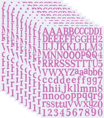 Miniatura 10 de 10 hojas de calcomanías de letras de vinilo negro, 1200 piezas de calcomanías autoadhesivas de números y alfabeto, números de buzón para letreros
