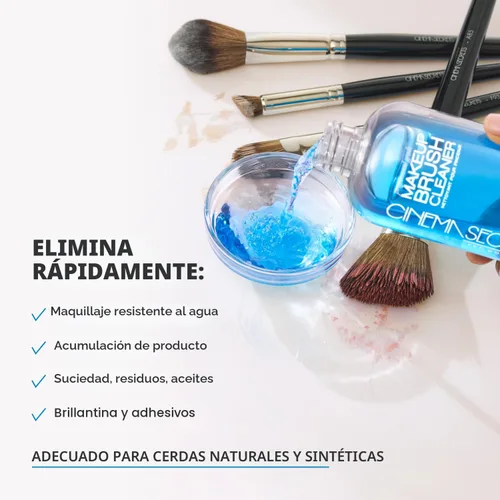 Miniatura 4 de Cinema Secrets Solución limpiadora de brochas de maquillaje de vainilla azul original, limpiador profesional para brochas de maquillaje, fórmula