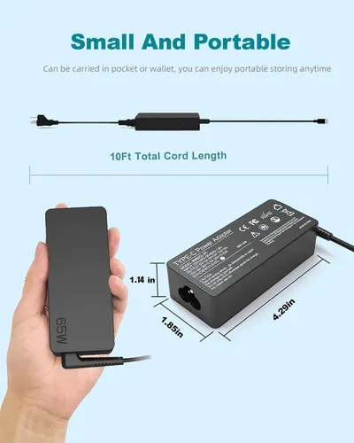 Miniatura 3 de Cargador USB C de 65 W y 45 W, compatible con Lenovo ThinkPad T14 T15 T16 E16 E15 Gen 1 Gen 2 X1 Yoga L13 7i Adaptador de corriente alterna