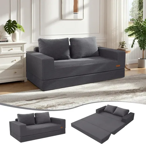 Miniatura 12 de COMAX Sofá cama futón, sofá cama convertible 4 en 1, sofás plegables sin hueso para sala de estar, plegable pequeño sofá biplaza plegable en el Negro