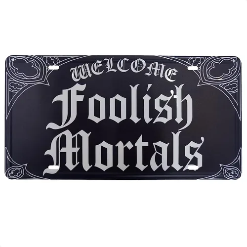 Letrero de metal decorativo gótico de 11.81 x 5.91 pulgadas, decoración de pared gótica para Halloween y casas espeluznantes, ideal para uso