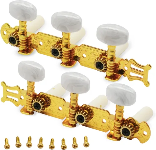 SAPHUE Un conjunto de clavijas de afinación de guitarra clásica dorada 1R1L teclas afinadores cabezas de máquina Blanco