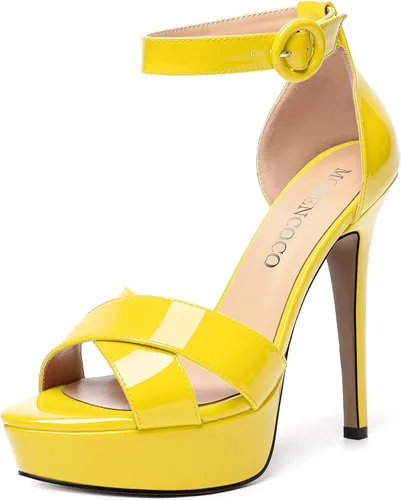 Miniatura 64 de MODENCOCO Sandalias de boda con correa de tobillo sexy para mujer, con plataforma y puntera abierta, tacón de aguja y tacón alto, zapatos de vestir