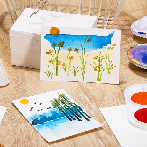 Miniatura 5 de 120 hojas de papel de acuarela a granel, papel prensado en frío de 140 lb/300 GSM, papel blanco para acuarela para niños, estudiantes, adultos