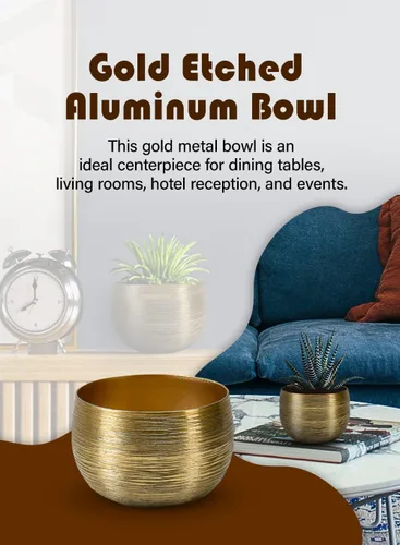 Miniatura 7 de Serene Spaces Living Juego de 12 cuencos de aluminio grabados en oro, portavelas flotante, florero decorativo, popurrí, catchall para entrada