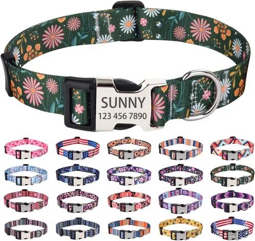 Miniatura 16 de Collares de perro personalizados Mihqy, collar de perro personalizado con nombre y número de teléfono, múltiples patrones y 4 tamaños, collar