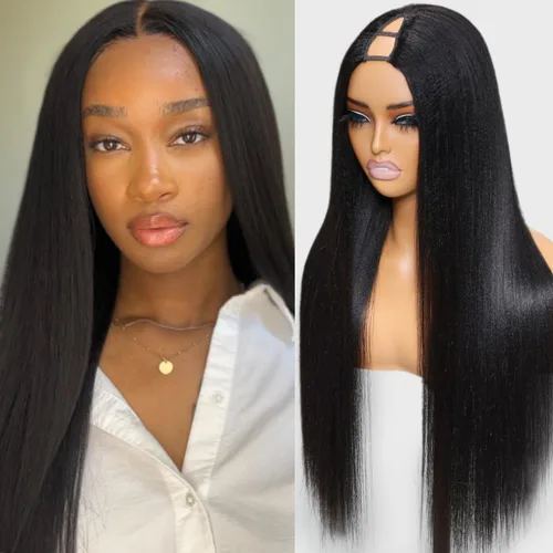 Miniatura 20 de Nadula Peluca Bob Recta Yaki Degradado Marrón Castaño con Cordón de Cabello Humano - Sin Pegamento Precortada 13X4 HD Pre Todo Peluca Frontal