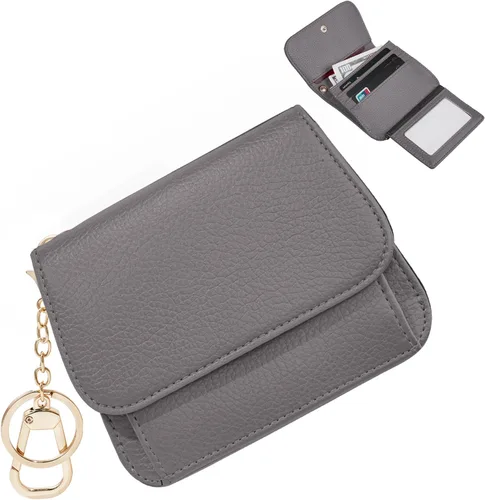 Miniatura 21 de Cartera pequeña para mujer, con bloqueo RFID, delgada y bolsillo para monedas, tarjetero plegable para tarjetas de crédito con ventana