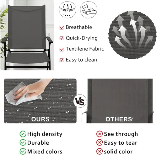 Miniatura 5 de YLGJ&TIDY Juego de 4 sillas plegables para exteriores, sillas de comedor apilables para exteriores con respaldo, sillas plegables portátiles