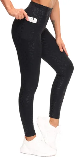 The GYM People - Leggings de entrenamiento con control de abdomen y bolsillos pantalones de yoga atléticos de cintura alta para mujeres que corren y