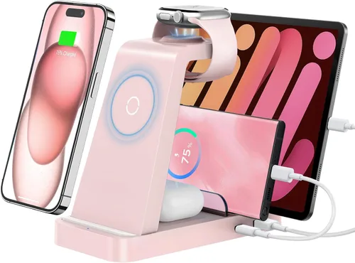 Miniatura 9 de Cargador inalámbrico para iPhone - Estación de carga 5 en 1 para múltiples dispositivos Apple: Soporte de carga rápida inalámbrica para iPhone 17