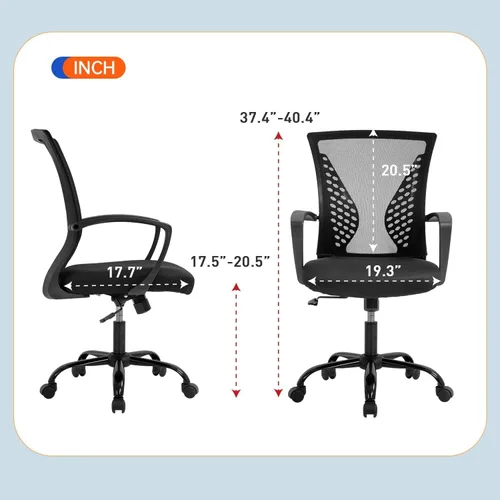 Miniatura 2 de Silla de oficina en casa, silla de escritorio ergonómica, silla de computadora de altura ajustable con soporte lumbar, reposabrazos de malla, silla