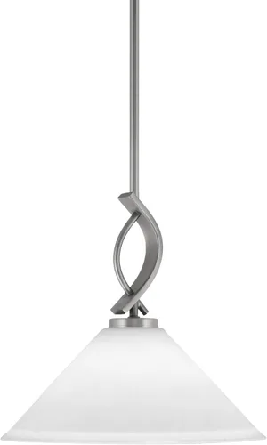 Miniatura 134 de Toltec Lighting Cavella Stem Colgado Mini colgante, acabado grafito, vidrio de muselina blanca de 4 pulgadas