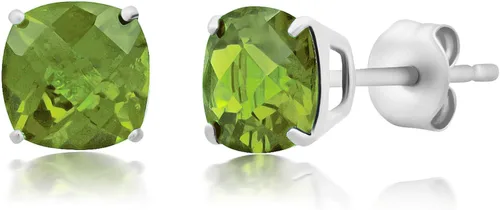 Miniatura 21 de 925 Sterling Silver Cushion Cut Gemstone Stud Earrings for Women 6MM Hypoallergenic Birthstone Stud Earrings Anti Tarnish Silver Earring Studs