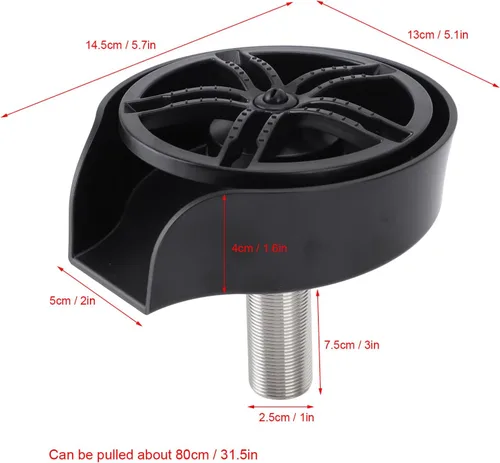 Miniatura 6 de POCREATION Lavadora automática de vidrio, accesorio de fregadero de boquilla giratoria de 360 grados, lavadora de botellas de acero inoxidable