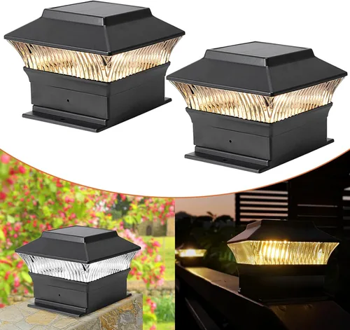 Miniatura 22 de Paquete de 4 luces solares para tapa de poste, modernas #2: se adapta a postes de vinilo de 4 x 4 y madera de 5 x 5 pulgadas, temperatura de 3