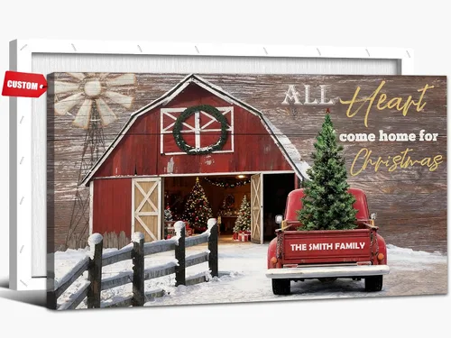 Miniatura 17 de GUTTATY Arte de pared en lienzo de Navidad personalizado, impresiones de lienzo personalizadas con apellido y señales, póster de decoración de pared
