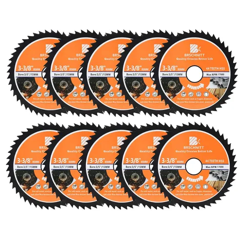 Miniatura 14 de Hoja de Sierra Circular HSS de 3 3/8 pulgadas - BRSCHNITT 44T Orificio de 3/5"-3/8" Discos de Corte para Cortar Madera, Cobre, Aluminio, Plástico