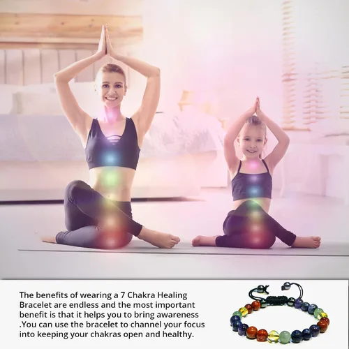 Miniatura 223 de Adjustable Crystal Bracelet – Gemstone Bead Bracelet with Adjustable Macrame String – Chic Gemstone Bracelet for Men and Women – 8mm Round Healing