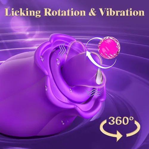 Miniatura 4 de Vibrador de Succión con Forma de Rosa - Juguetes Sexuales para Adultos 3 en 1 con Copa Desmontable para Estimulación del Clítoris y del Pezón