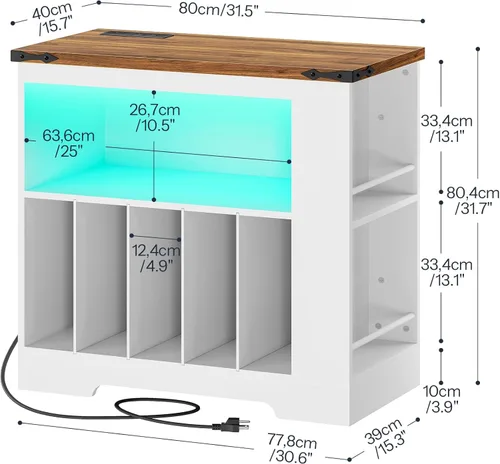 Miniatura 3 de HOOBRO WH80UDRS01 - Soporte para tocadiscos, soporte para tocadiscos con estación de carga y almacenamiento de discos, mesa para tocadiscos