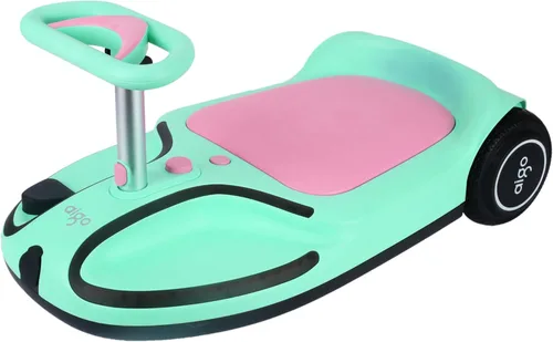 aigo Coche eléctrico Wiggle - Coche eléctrico de 21.6 V para niños con pedal y mango de tracción, Coche Wiggle montable de 3 velocidades, auto Verde
