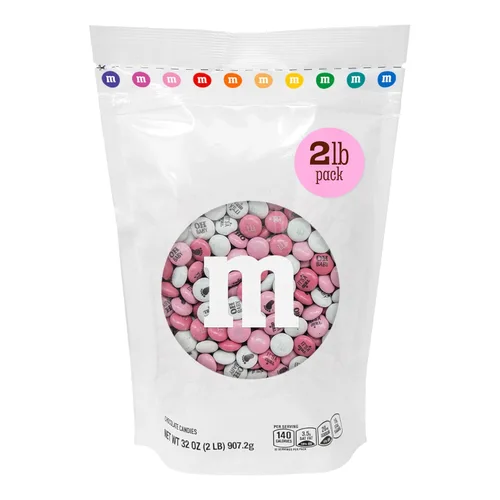 Miniatura 10 de M&M’S World Favors de Chocolate al Leche para Niñas, 20 Paquetes de 0.75oz cada uno con M&M’S Rosados y Blancos para Fiestas de Revelación