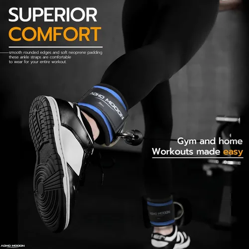 Miniatura 5 de AOHO MOOON Correas de tobillo ajustables y cómodas para máquinas de cable para mujeres, correa de pierna para gimnasio, tobillera para glúteos, Azul