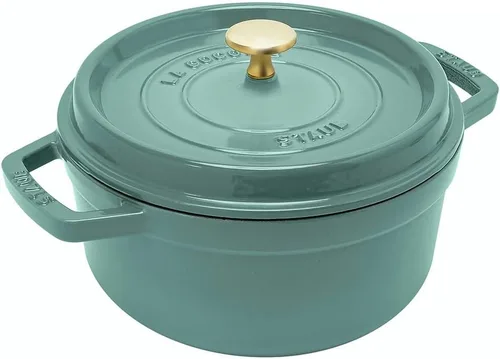 Miniatura 14 de Staub Z1025-988 Pico Cocotte Eucalipto redondo, 5.5 pulgadas (5.5 in), pequeño, doble mano, olla esmaltada fundida, compatible con inducción