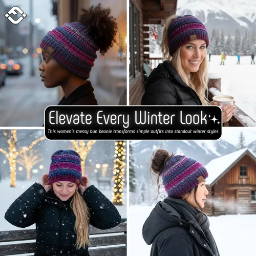 Miniatura 216 de Funky Junque - Gorro para mujer con ranura para cola de caballo