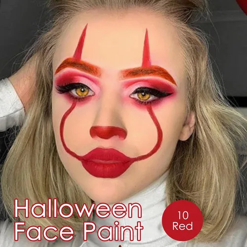 Miniatura 4 de 2 unidades de pintura roja para rostro y cuerpo, fácil de mezclar, para béisbol, fútbol, Halloween, disfraz de vampiro, bromista y payaso, crema